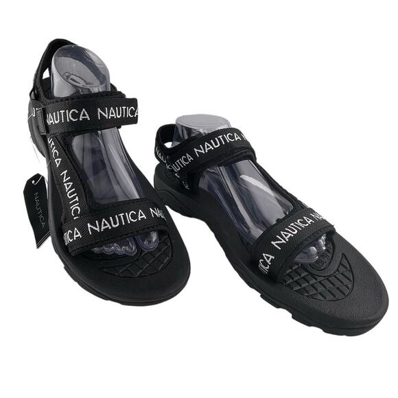 Nautica Augustus Black logo adjustable Sandal Men Size 11 NWT - Picture 1 of 8